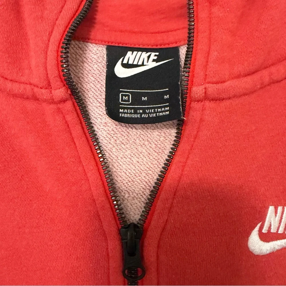 Nike‎ Womens Medium Swoosh 1/4 Zip Pullover Sweatshirt Double Sided